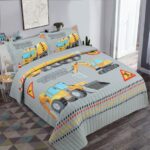 Children Digital Printed Bedspreads A12 Kids Excavator 3-Piece Quilt Bedding Set