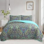 Digital Printed Bespreads A02 Adult Bohemian Paisley Super soft Polyester Quilt | 160g Imitation Silk Ultrasonic Bedspread