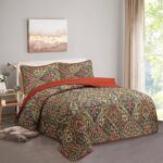 Digital Printed Bespreads A02 Adult Bohemian Paisley Super soft Polyester Quilt | 160g Imitation Silk Ultrasonic Bedspread