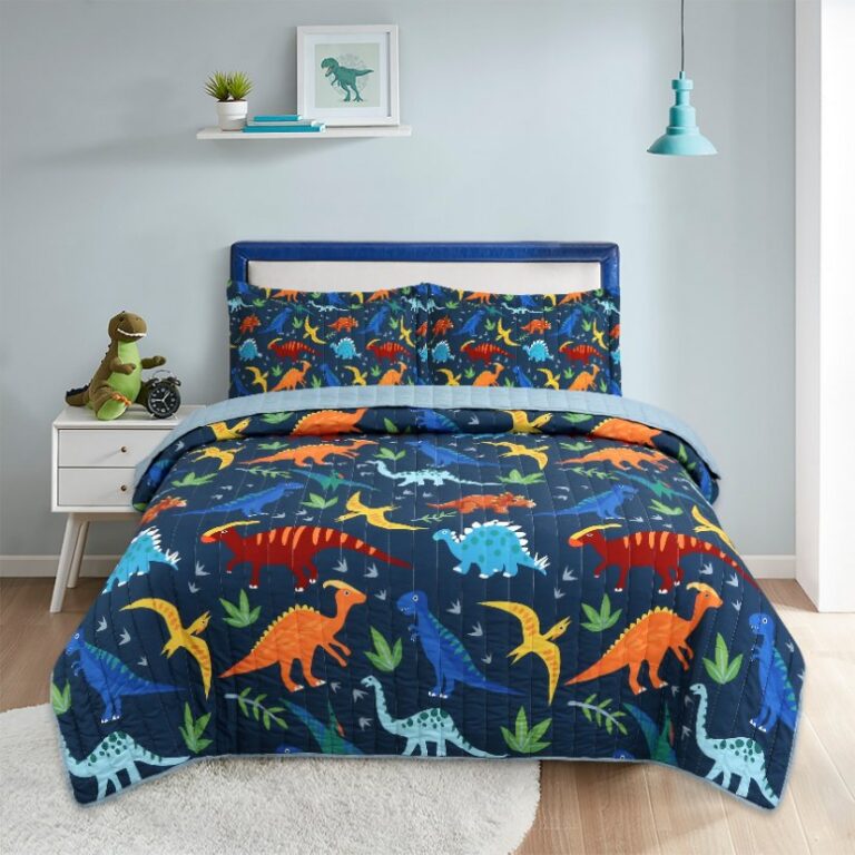 Children Digital Printed Bedspreads A11 Kids Dinosaur 3-Piece Quilt Bedding Set