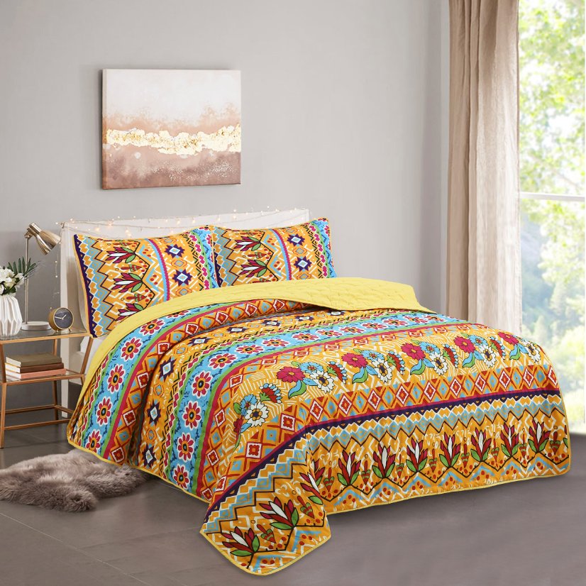 Digital Printed Bespreads A05 dult Bohemian Style Super Soft Polyester Quilt | 160g Imitation Silk Ultrasonic Bedspread
