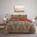 Digital Printed Bespreads A02 Adult Bohemian Paisley Super soft Polyester Quilt | 160g Imitation Silk Ultrasonic Bedspread