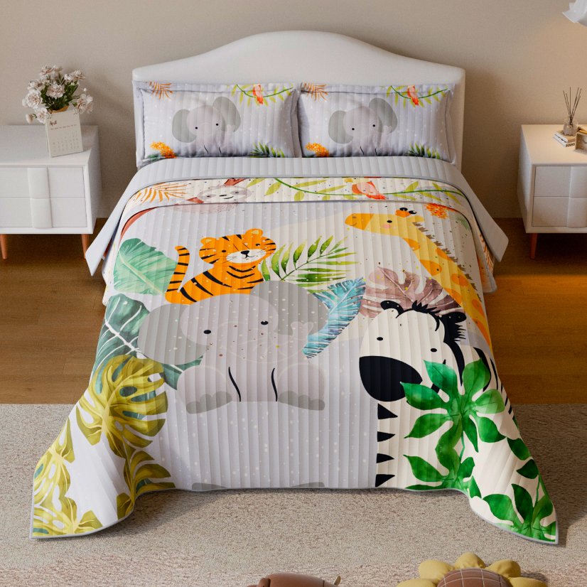 Children Digital Printed Bedspreads A10 Kids 3-Piece Quilt Bedding Set | All-Season Soft Bedspread Set