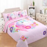 Children Digital Printed Bedspreads A09 Unicorn Kids Quilt 3pcs Bedding Set