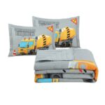 Children Digital Printed Bedspreads A12 Kids Excavator 3-Piece Quilt Bedding Set