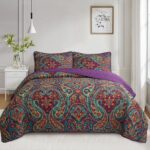 Digital Printed Bespreads A02 Adult Bohemian Paisley Super soft Polyester Quilt | 160g Imitation Silk Ultrasonic Bedspread
